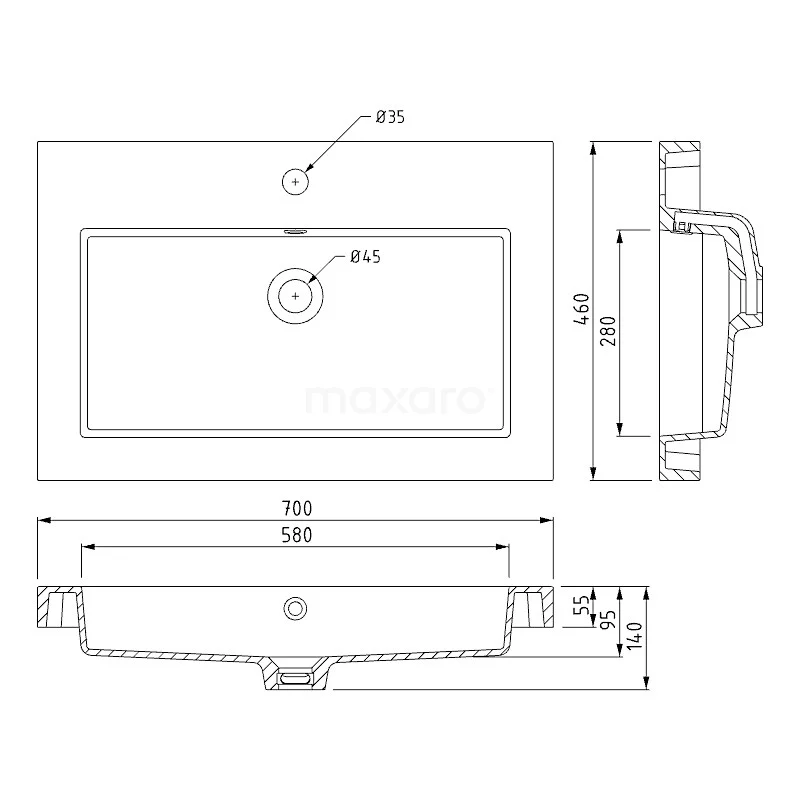 Modulo Badkamermeubel Met Wastafel | 70 Cm Middenbruin Eiken Kader Front Mineraalmarmer 1 Lade 6 Modulo Badkamermeubel Met Wastafel | 70 Cm Middenbruin Eiken Kader Front Mineraalmarmer 1 Lade - Afbeelding 6