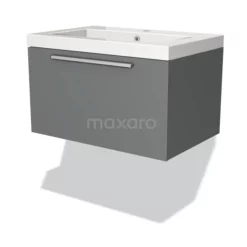 Modulo Badkamermeubel Met Wastafel | 70 Cm Middengrijs Vlak Front Mineraalmarmer 1 Lade