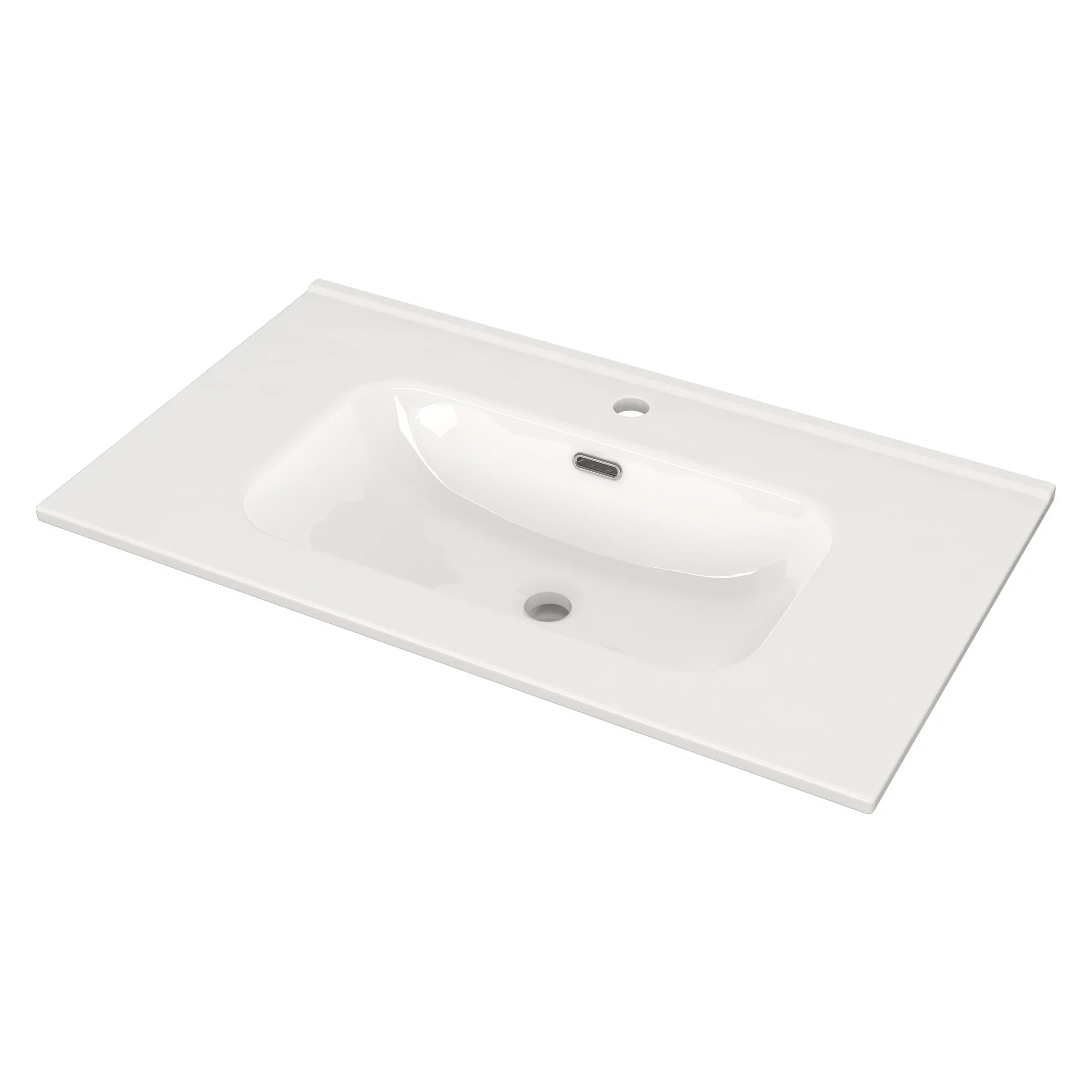 Modulo Badkamermeubel Met Wastafel | 80 Cm Eiken Greeploos Front Keramiek 2 Lades Onder Elkaar 2 Modulo Badkamermeubel Met Wastafel | 80 Cm Eiken Greeploos Front Keramiek 2 Lades Onder Elkaar - Afbeelding 2