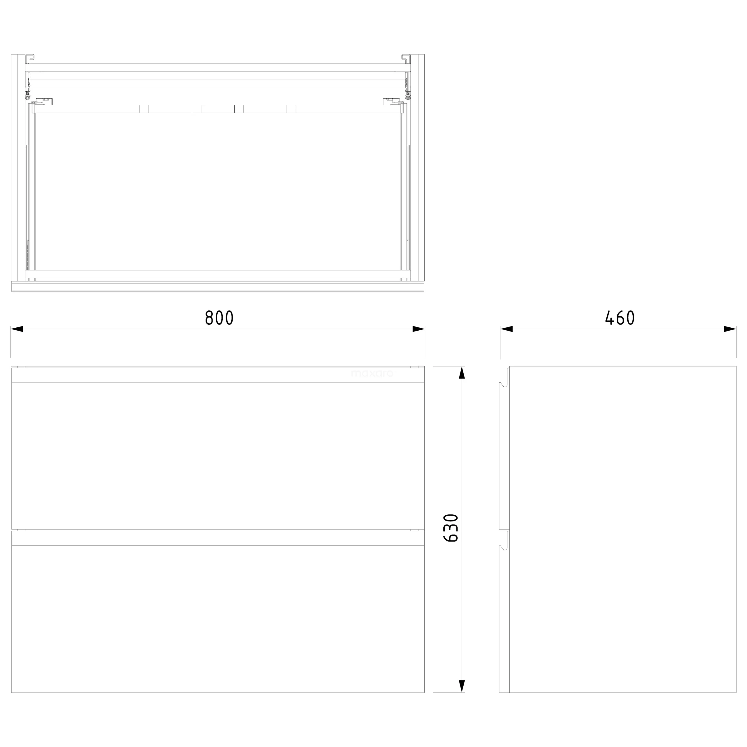 Modulo Badkamermeubel Met Wastafel | 80 Cm Eiken Greeploos Front Keramiek 2 Lades Onder Elkaar 5 Modulo Badkamermeubel Met Wastafel | 80 Cm Eiken Greeploos Front Keramiek 2 Lades Onder Elkaar - Afbeelding 5