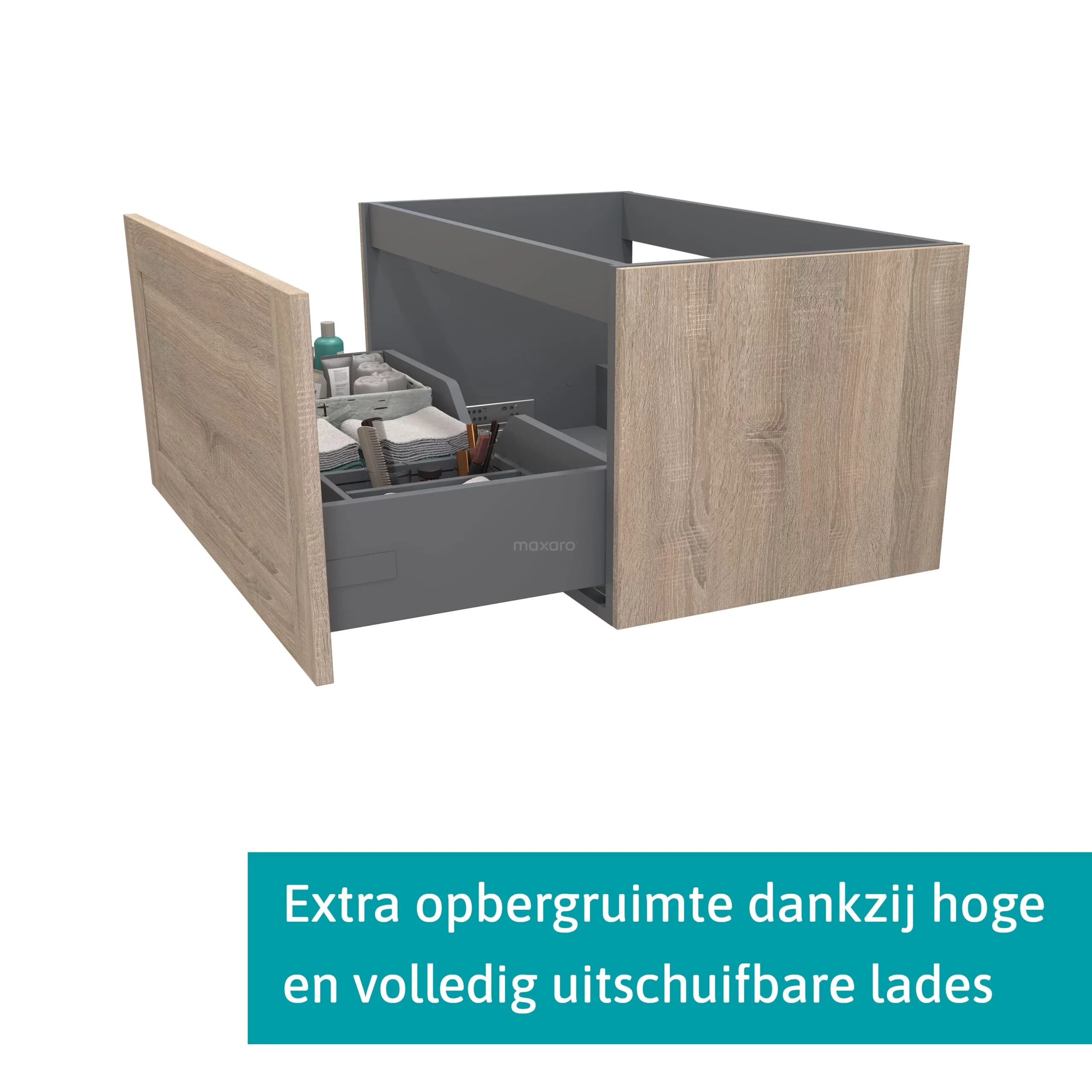 Modulo Badkamermeubel Met Wastafel | 80 Cm Eiken Kader Front Mineraalmarmer 1 Lade 2 Modulo Badkamermeubel Met Wastafel | 80 Cm Eiken Kader Front Mineraalmarmer 1 Lade - Afbeelding 2