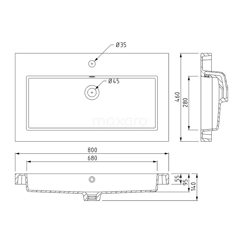 Modulo Badkamermeubel Met Wastafel | 80 Cm Eiken Kader Front Mineraalmarmer 1 Lade 6 Modulo Badkamermeubel Met Wastafel | 80 Cm Eiken Kader Front Mineraalmarmer 1 Lade - Afbeelding 6