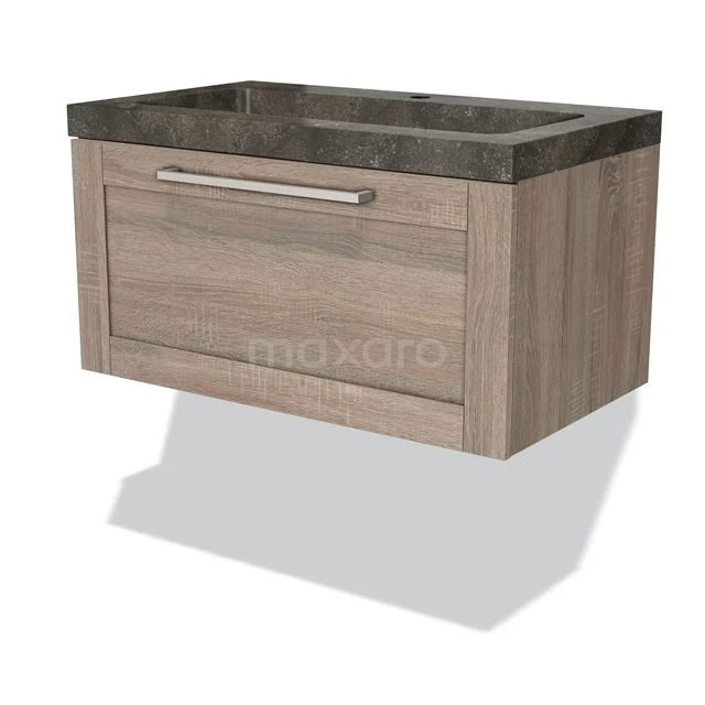 Modulo Badkamermeubel Met Wastafel | 80 Cm Eiken Kader Front Natuursteen 1 Lade 1 Modulo Badkamermeubel Met Wastafel | 80 Cm Eiken Kader Front Natuursteen 1 Lade