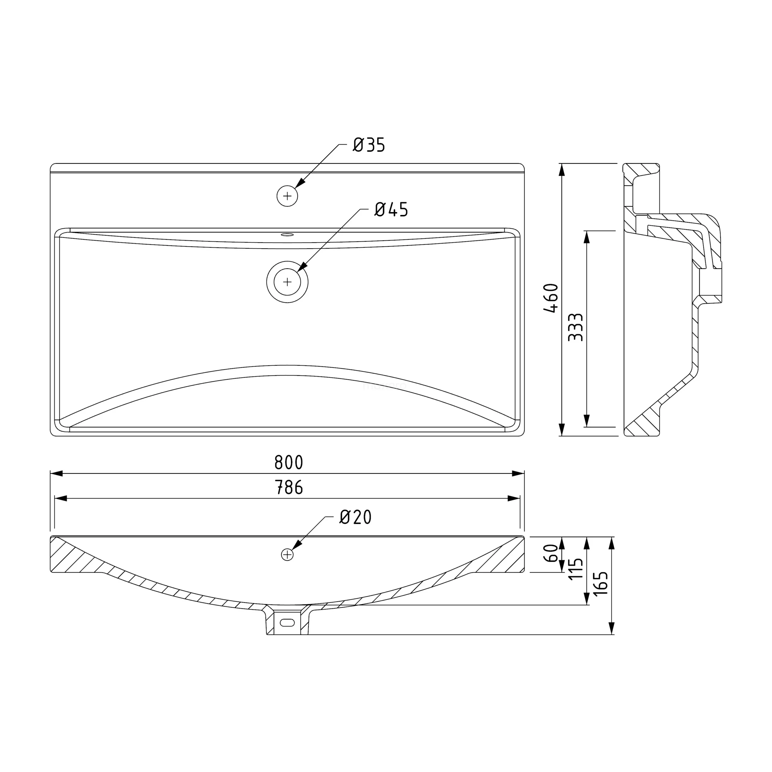 Modulo Badkamermeubel Met Wastafel | 80 Cm Grijs Eiken Vlak Front Keramiek 2 Lades Onder Elkaar 6 Modulo Badkamermeubel Met Wastafel | 80 Cm Grijs Eiken Vlak Front Keramiek 2 Lades Onder Elkaar - Afbeelding 6