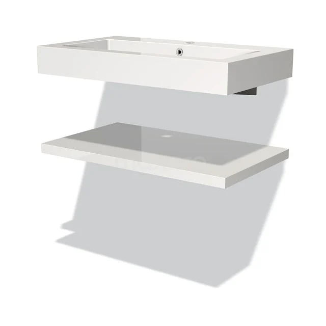 Modulo Badkamermeubel Met Wastafel | 80 Cm Hoogglans Wit Front Mineraalmarmer Wastafel Met Blad 1 Modulo Badkamermeubel Met Wastafel | 80 Cm Hoogglans Wit Front Mineraalmarmer Wastafel Met Blad