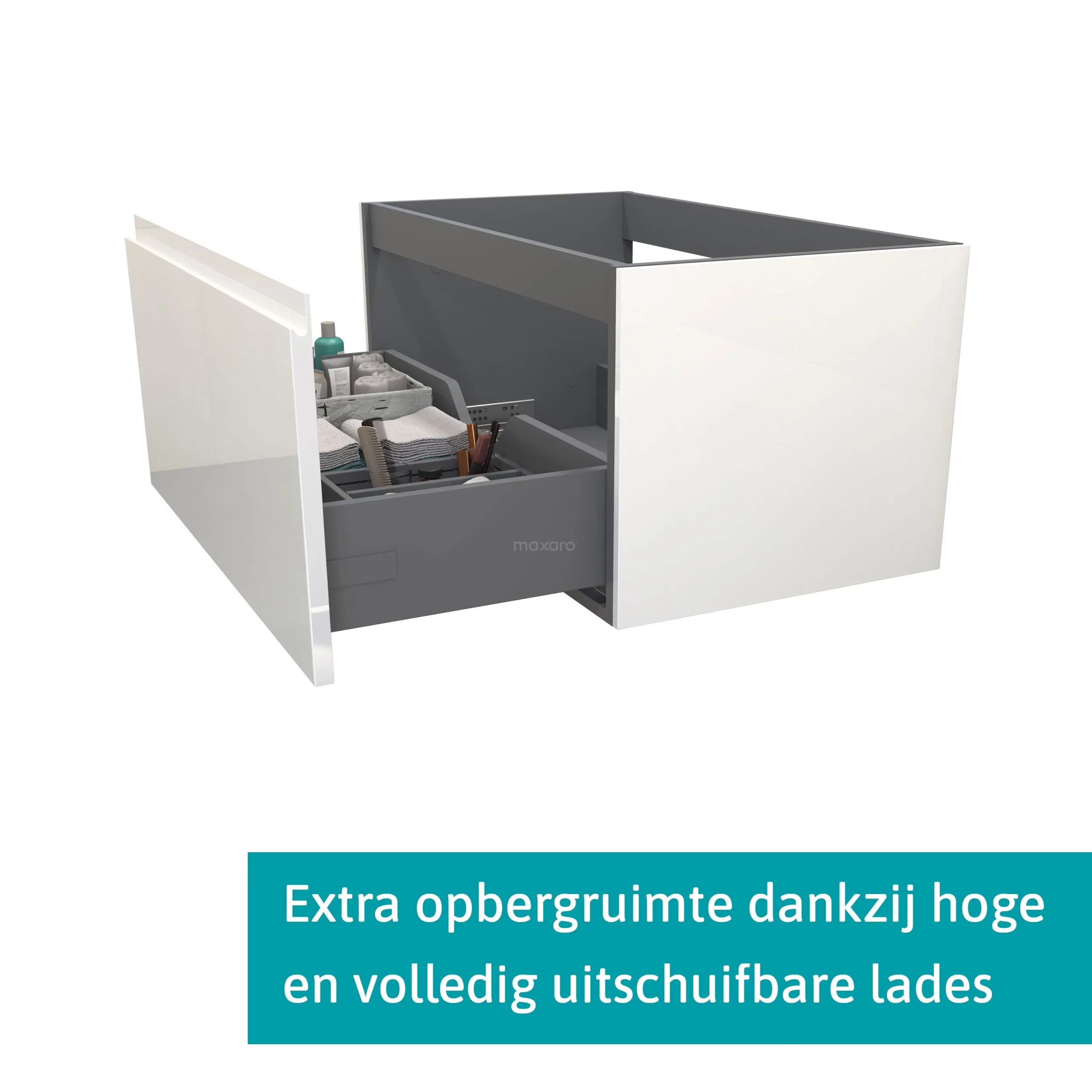 Modulo Badkamermeubel Met Wastafel | 80 Cm Hoogglans Wit Greeploos Front Natuursteen 1 Lade 2 Modulo Badkamermeubel Met Wastafel | 80 Cm Hoogglans Wit Greeploos Front Natuursteen 1 Lade - Afbeelding 2