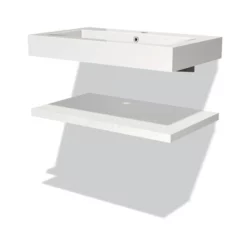 Modulo Badkamermeubel Met Wastafel | 80 Cm Mat Wit Front Mineraalmarmer Wastafel Met Blad