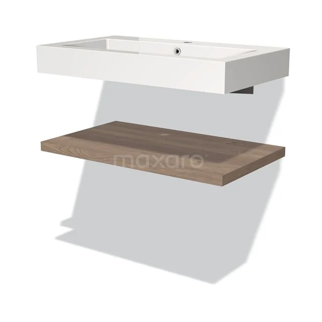 Modulo Badkamermeubel Met Wastafel | 80 Cm Middenbruin Eiken Front Mineraalmarmer Wastafel Met Blad 1 Modulo Badkamermeubel Met Wastafel | 80 Cm Middenbruin Eiken Front Mineraalmarmer Wastafel Met Blad