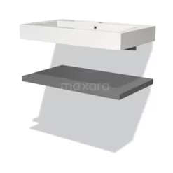 Modulo Badkamermeubel Met Wastafel | 80 Cm Middengrijs Front Mineraalmarmer Wastafel Met Blad