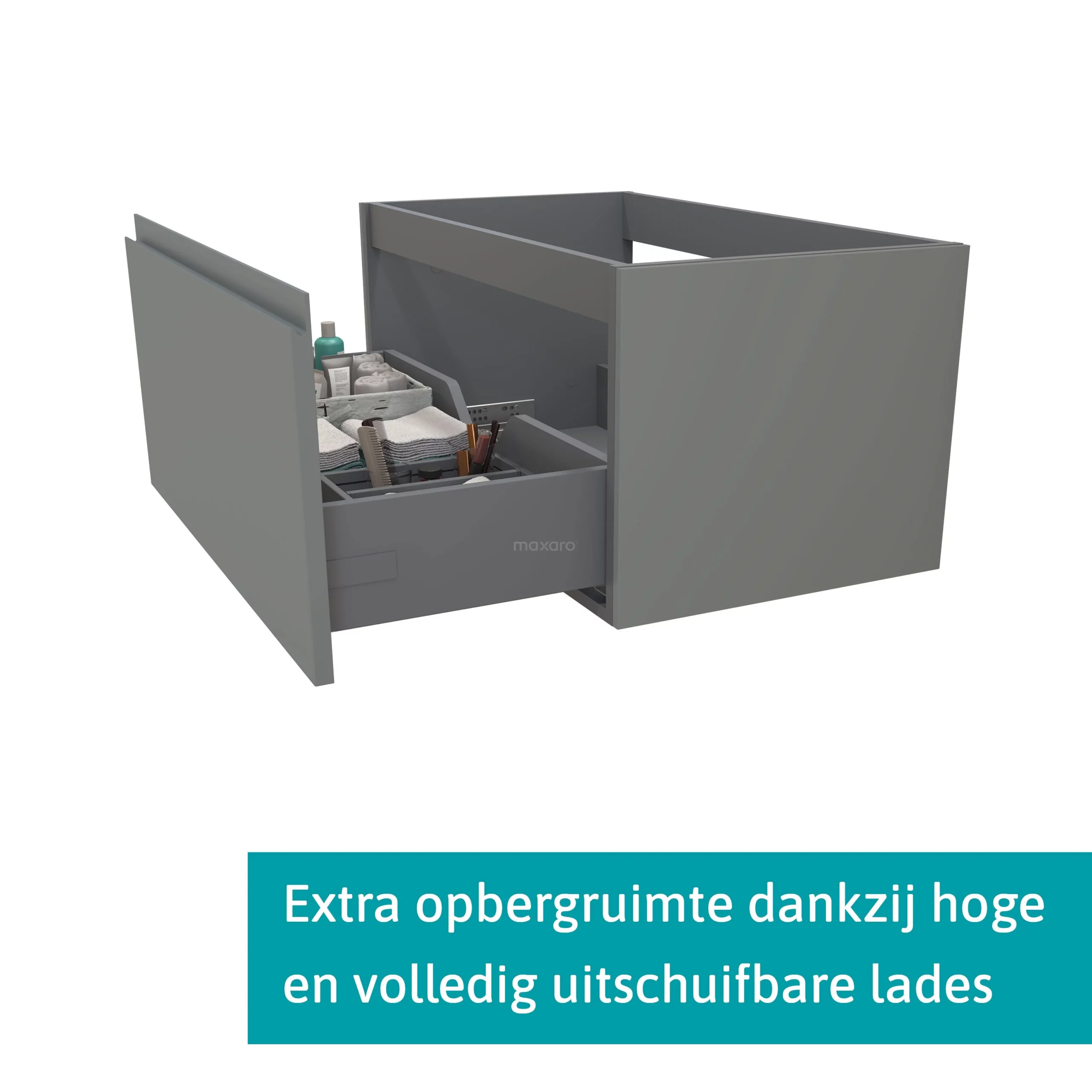 Modulo Badkamermeubel Met Wastafel | 80 Cm Middengrijs Greeploos Front Glas 1 Lade 2 Modulo Badkamermeubel Met Wastafel | 80 Cm Middengrijs Greeploos Front Glas 1 Lade - Afbeelding 2