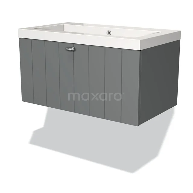 Modulo Badkamermeubel Met Wastafel | 80 Cm Middengrijs Lamel Front Mineraalmarmer 1 Lade 1 Modulo Badkamermeubel Met Wastafel | 80 Cm Middengrijs Lamel Front Mineraalmarmer 1 Lade