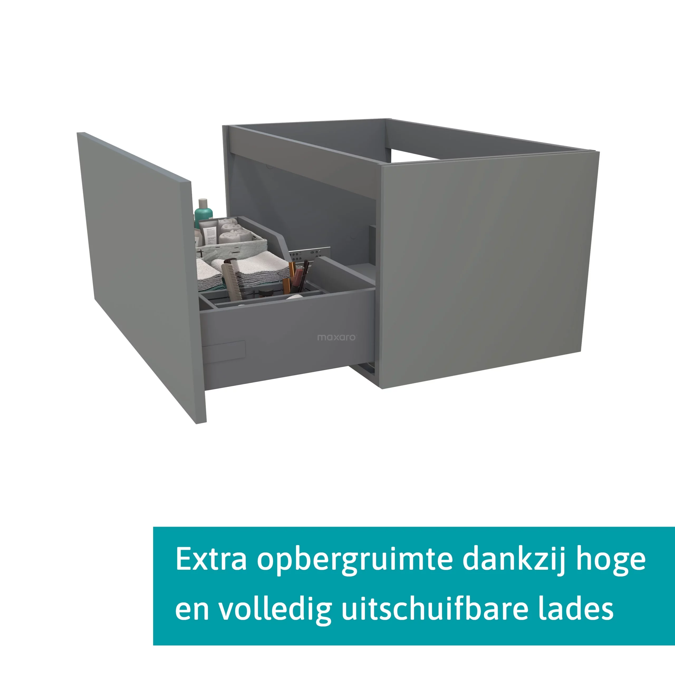 Modulo Badkamermeubel Met Wastafel | 80 Cm Middengrijs Vlak Front Mineraalmarmer 1 Lade 2 Modulo Badkamermeubel Met Wastafel | 80 Cm Middengrijs Vlak Front Mineraalmarmer 1 Lade - Afbeelding 2