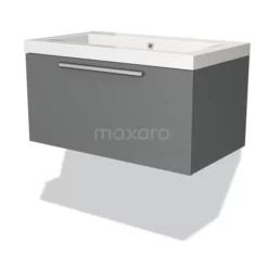 Modulo Badkamermeubel Met Wastafel | 80 Cm Middengrijs Vlak Front Mineraalmarmer 1 Lade