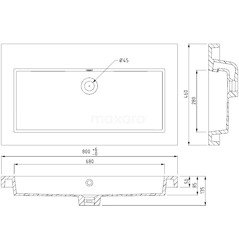 Modulo Badkamermeubel Met Wastafel | 80 Cm Middengrijs Vlak Front Mineraalmarmer 1 Lade 6 Modulo Badkamermeubel Met Wastafel | 80 Cm Middengrijs Vlak Front Mineraalmarmer 1 Lade - Afbeelding 6