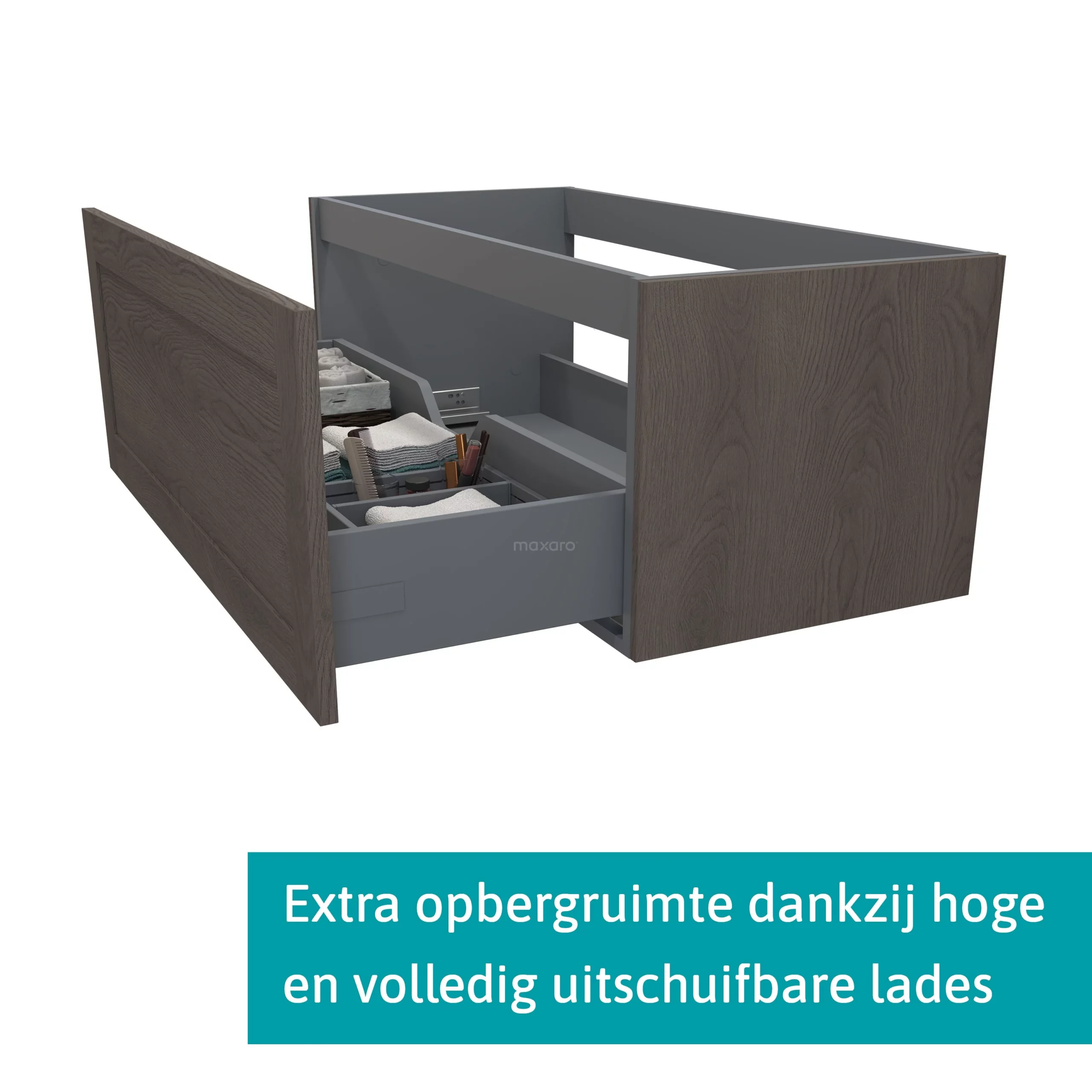 Modulo Plato Badkamermeubel Voor Waskom | 100 Cm Donkerbruin Eiken Kader Front Eiken Blad 1 Lade 2 Modulo Plato Badkamermeubel Voor Waskom | 100 Cm Donkerbruin Eiken Kader Front Eiken Blad 1 Lade - Afbeelding 2