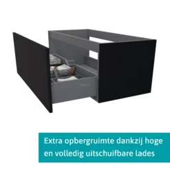 Modulo Plato Badkamermeubel Voor Waskom | 100 Cm Mat Zwart Vlak Front Middengrijs Blad 1 Lade 8 Modulo Plato Badkamermeubel Voor Waskom | 100 Cm Mat Zwart Vlak Front Middengrijs Blad 1 Lade -Badkamer Verkoopwinkel modulo plato badkamermeubel voor waskom 100 cm mat zwart vlak front middengrijs blad 1 lade bmk11 00207 1