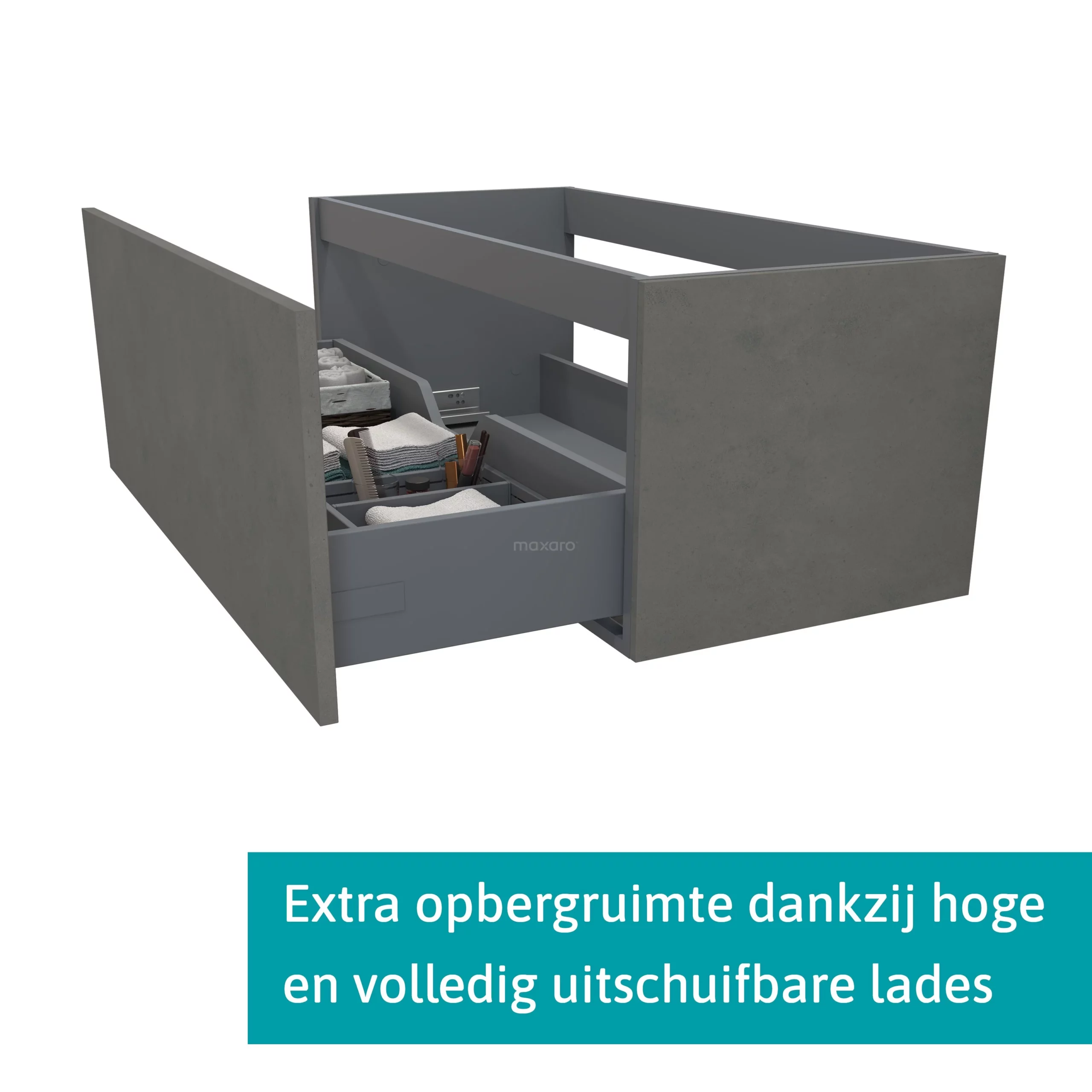 Modulo Plato Badkamermeubel Voor Waskom | 120 Cm Donkergrijs Beton Vlak Front Lichtgrijs Eiken Blad 1 Lade 2 Modulo Plato Badkamermeubel Voor Waskom | 120 Cm Donkergrijs Beton Vlak Front Lichtgrijs Eiken Blad 1 Lade - Afbeelding 2