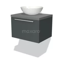 Modulo Plato Badkamermeubel Voor Waskom | 60 Cm Donkergrijs Vlak Front Middengrijs Blad 1 Lade