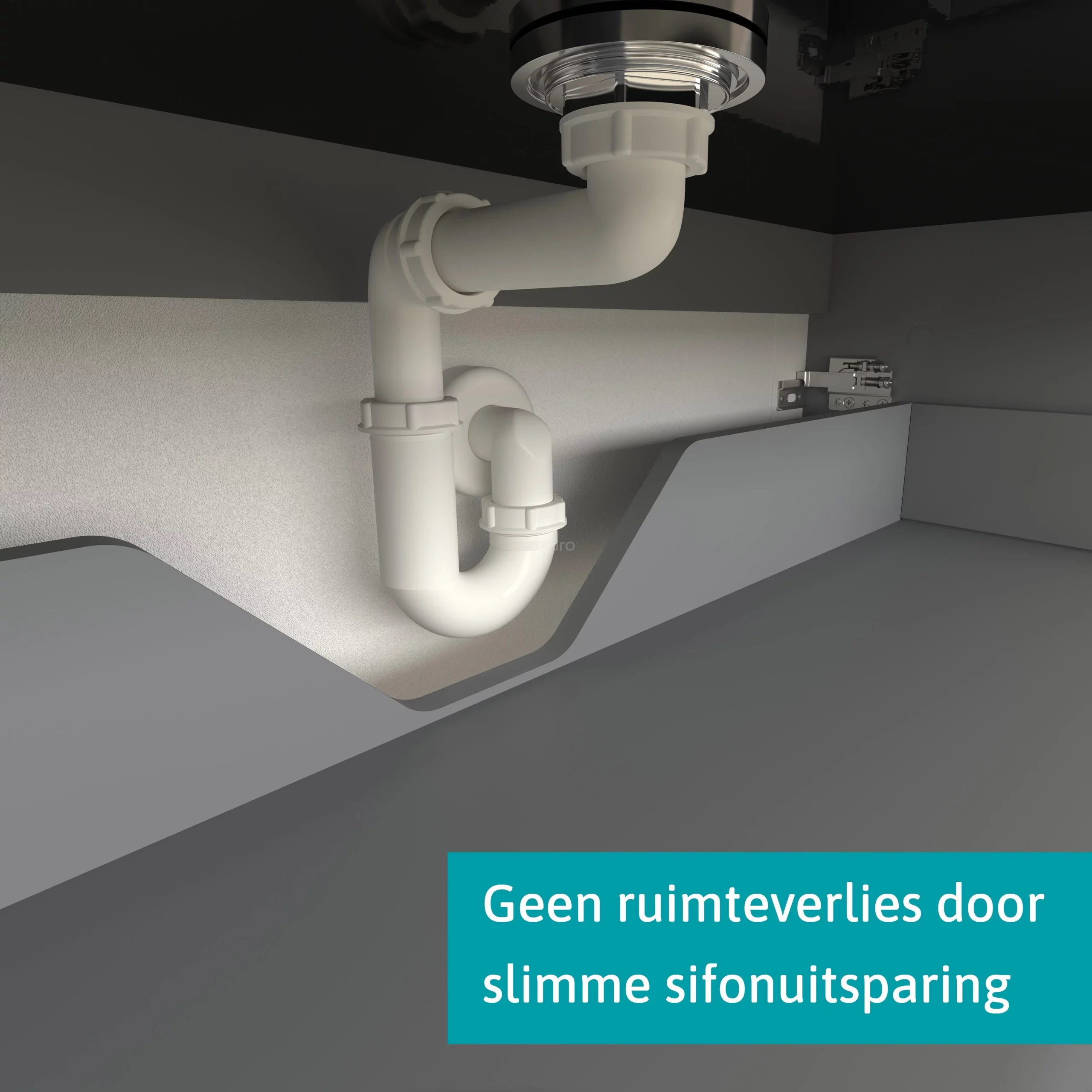 Modulo Plato Badkamermeubel Voor Waskom | 60 Cm Mat Wit Vlak Front Hoogglans Zwart Blad 1 Lade 5 Modulo Plato Badkamermeubel Voor Waskom | 60 Cm Mat Wit Vlak Front Hoogglans Zwart Blad 1 Lade - Afbeelding 5