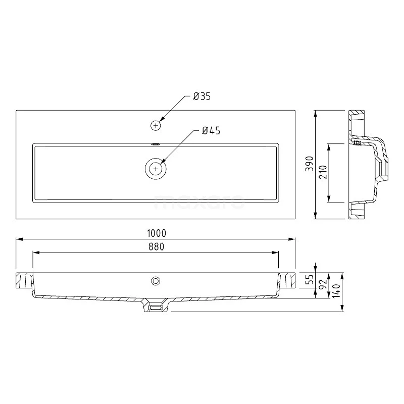 Modulo Slim Badkamermeubel Met Wastafel | 100 Cm Eiken Vlak Front Mineraalmarmer 2 Lades Onder Elkaar 6 Modulo Slim Badkamermeubel Met Wastafel | 100 Cm Eiken Vlak Front Mineraalmarmer 2 Lades Onder Elkaar - Afbeelding 6