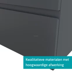 Modulo Slim Badkamermeubel Met Wastafel | 50 Cm Donkergrijs Greeploos Front Keramiek 2 Lades Onder Elkaar -Badkamer Verkoopwinkel modulo slim badkamermeubel met wastafel 50 cm donkergrijs greeploos front keramiek 2 lades onder elkaar bmw37 00030 3