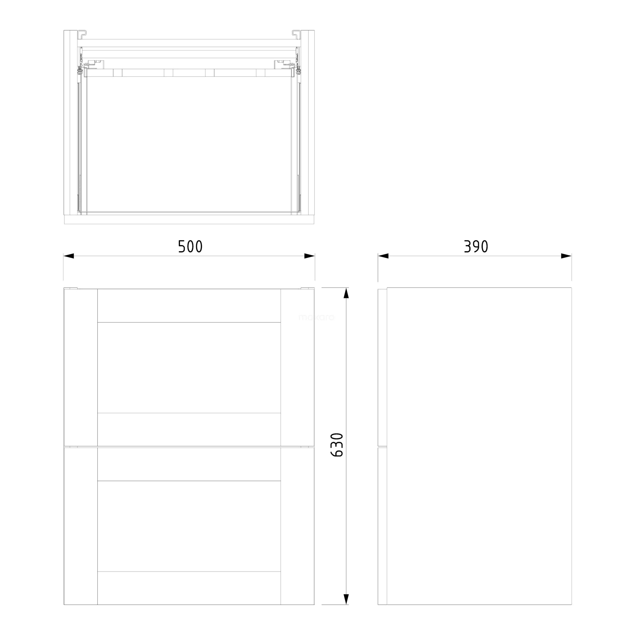 Modulo Slim Badkamermeubel Met Wastafel | 50 Cm Grijs Eiken Kader Front Keramiek 2 Lades Onder Elkaar 7 Modulo Slim Badkamermeubel Met Wastafel | 50 Cm Grijs Eiken Kader Front Keramiek 2 Lades Onder Elkaar - Afbeelding 7