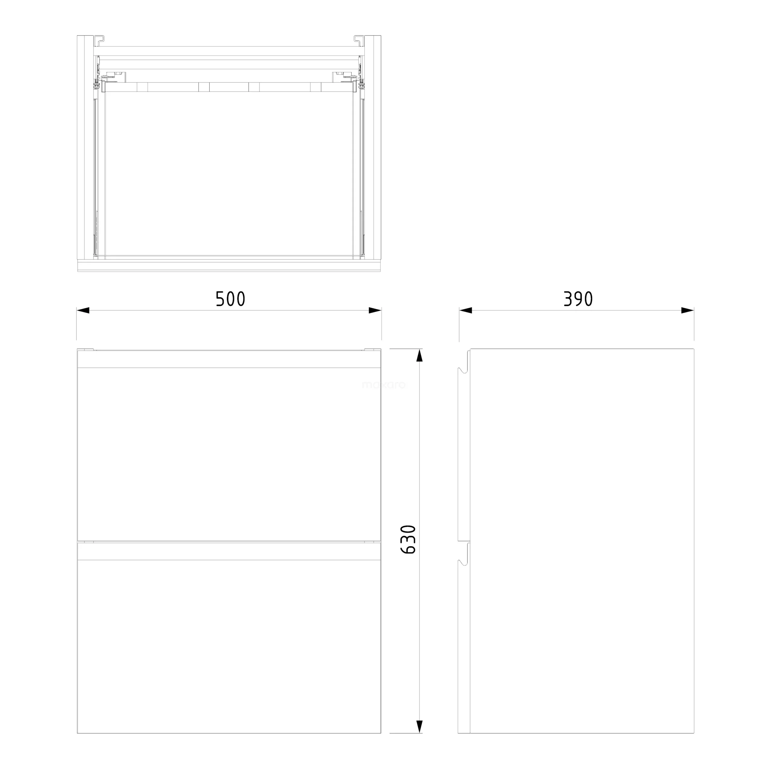 Modulo Slim Badkamermeubel Met Wastafel | 50 Cm Hoogglans Wit Greeploos Front Keramiek 2 Lades Onder Elkaar 7 Modulo Slim Badkamermeubel Met Wastafel | 50 Cm Hoogglans Wit Greeploos Front Keramiek 2 Lades Onder Elkaar - Afbeelding 7