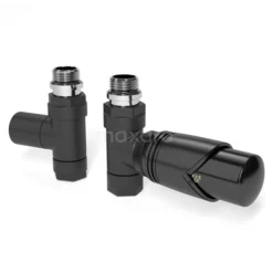 Radiatorkraan Thermostatisch Rechte Aansluiting Met Voetventiel Mat Zwart-Mat Zwart