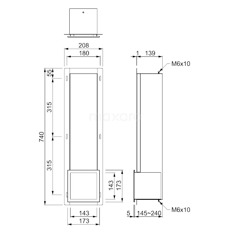 Reserve Toiletrolhouder, Inbouw, Vierkant, Zwart 3 Reserve Toiletrolhouder, Inbouw, Vierkant, Zwart - Afbeelding 3