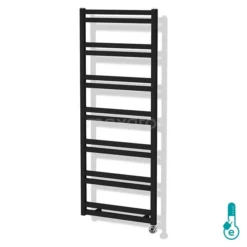 Sirius Handdoekradiator Elektrisch | 50x127,6 Cm Mat Zwart 733 Watt Aluminium