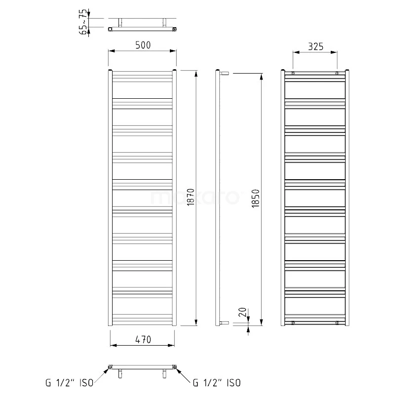Sirius Handdoekradiator Elektrisch | 50x187 Cm Mat Wit 1054 Watt Aluminium 4 Sirius Handdoekradiator Elektrisch | 50x187 Cm Mat Wit 1054 Watt Aluminium - Afbeelding 4