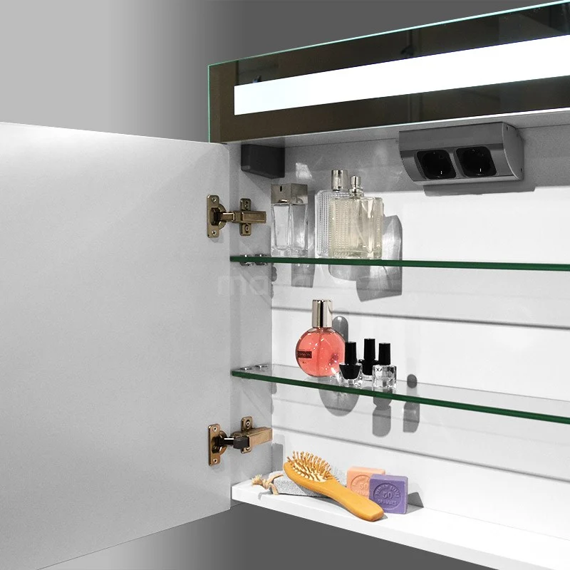 Spiegelkast Met Verlichting Filo 90x62,5cm Hoogglans Wit 2 Spiegelkast Met Verlichting Filo 90x62,5cm Hoogglans Wit - Afbeelding 2