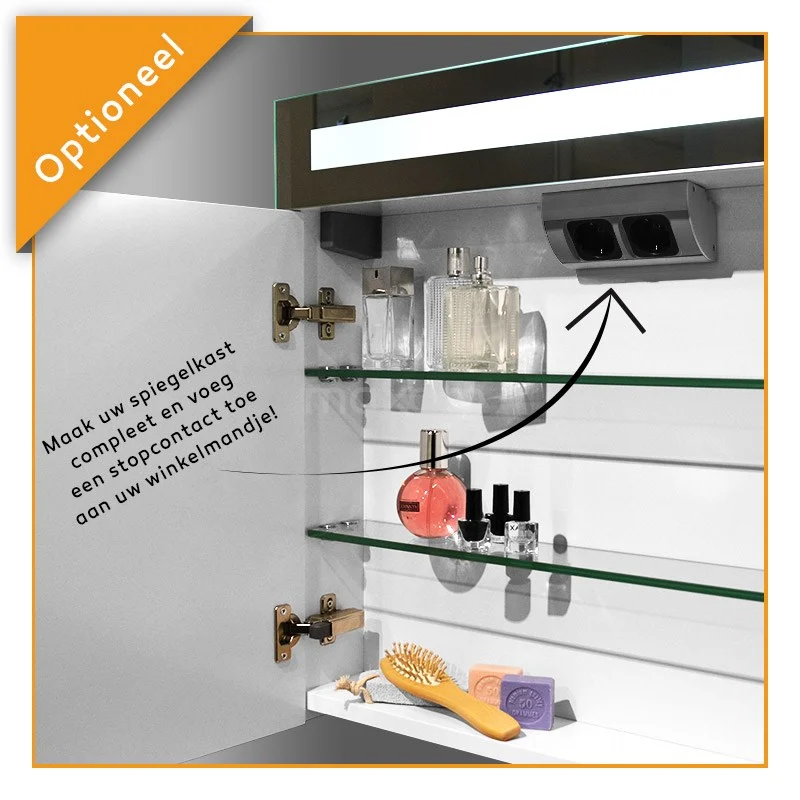 Spiegelkast Met Verlichting Filo 90x62,5cm Hoogglans Wit 3 Spiegelkast Met Verlichting Filo 90x62,5cm Hoogglans Wit - Afbeelding 3