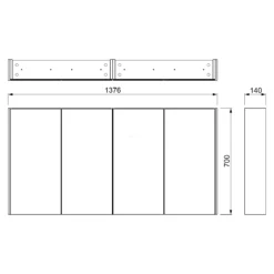 Spiegelkast Met Verlichting Modulo 140x70cm Grijs Eiken -Badkamer Verkoopwinkel spiegelkast met verlichting modulo 140x70cm grijs eiken k99 1400 59009 39 4