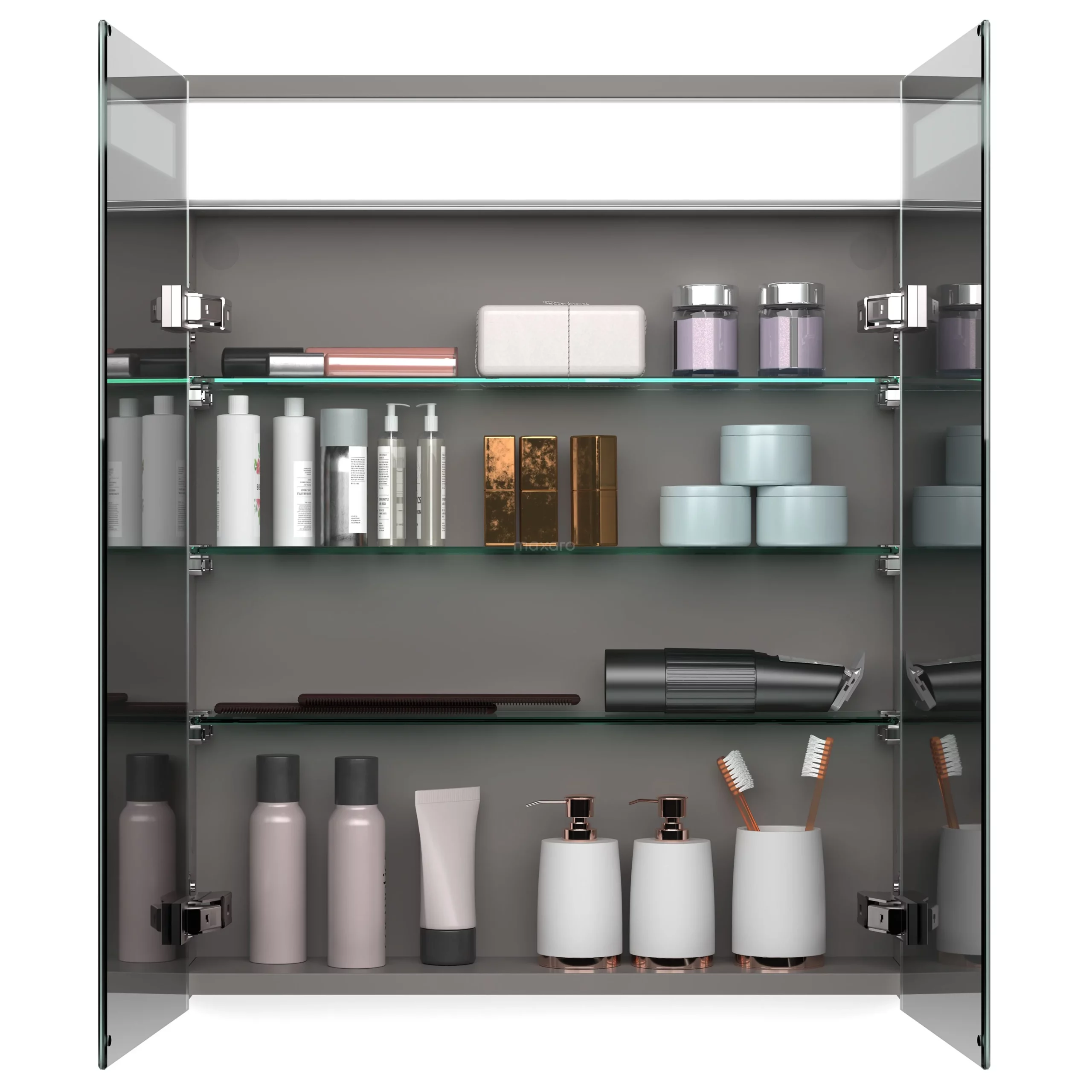 Spiegelkast Met Verlichting Modulo 60x70cm Donkergrijs 2 Spiegelkast Met Verlichting Modulo 60x70cm Donkergrijs - Afbeelding 2