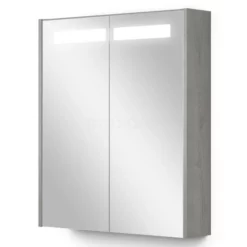 Spiegelkast Met Verlichting Modulo 60x70cm Grijs Eiken