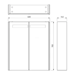 Spiegelkast Met Verlichting Modulo 60x70cm Middengrijs -Badkamer Verkoopwinkel spiegelkast met verlichting modulo 60x70cm middengrijs k99 0600 59008 03 4