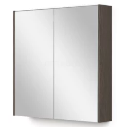 Spiegelkast Met Verlichting Modulo 70x70cm Donkerbruin Eiken