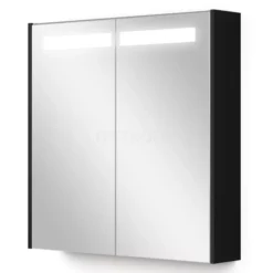 Spiegelkast Met Verlichting Modulo 70x70cm Mat Zwart