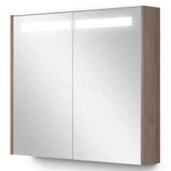 Spiegelkast Met Verlichting Modulo 80x70cm Middenbruin Eiken