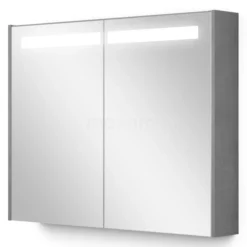 Spiegelkast Met Verlichting Modulo 90x70cm Lichtgrijs Beton