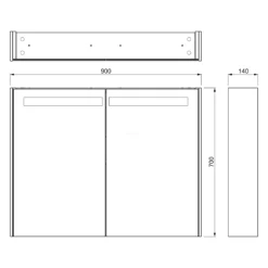 Spiegelkast Met Verlichting Modulo 90x70cm Lichtgrijs Beton -Badkamer Verkoopwinkel spiegelkast met verlichting modulo 90x70cm lichtgrijs beton k99 0900 59008 50 4