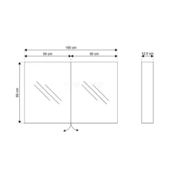 Spiegelkast Mio 100x66cm Aluminium 2 Deuren -Badkamer Verkoopwinkel spiegelkast mio 100x66cm aluminium 2 deuren k03 1000 45605 4