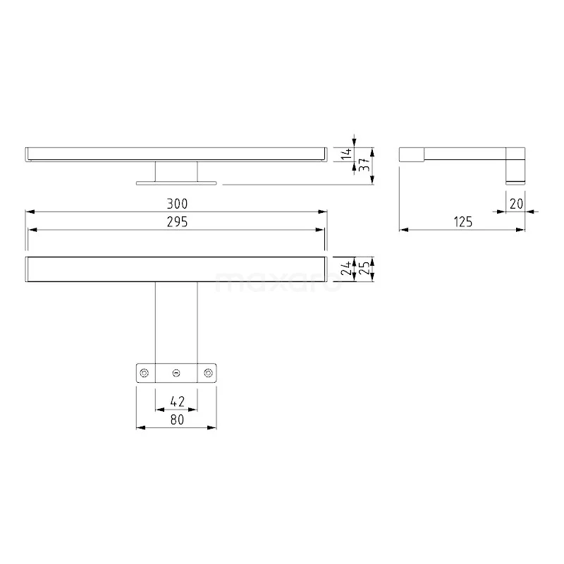 Spiegelverlichting L113 LED 30cm Zwart 5 Spiegelverlichting L113 LED 30cm Zwart - Afbeelding 5
