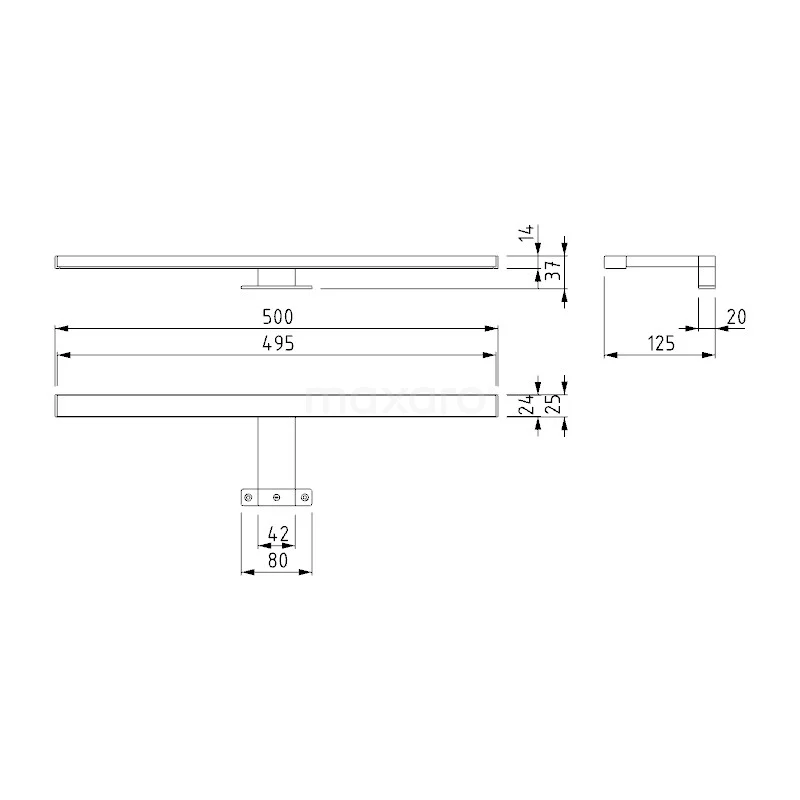 Spiegelverlichting L115 LED 50cm Zwart 5 Spiegelverlichting L115 LED 50cm Zwart - Afbeelding 5