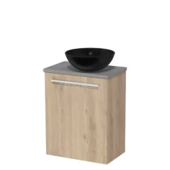 Toiletmeubel Met Waskom Keramiek Modulo Lichtbruin Eiken Vlak 41 Cm Lichtgrijs Beton Blad -Badkamer Verkoopwinkel toiletmeubel met waskom keramiek modulo lichtbruin eiken vlak 41 cm lichtgrijs beton blad tmk10 03339 1