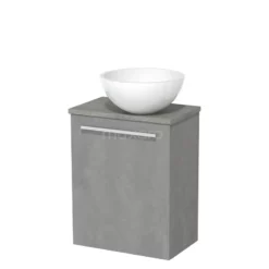 Badkamer Verkoopwinkel -Badkamer Verkoopwinkel toiletmeubel met waskom mineraalmarmer modulo lichtgrijs beton vlak 41 cm grijs eiken blad tmk10 02650 1