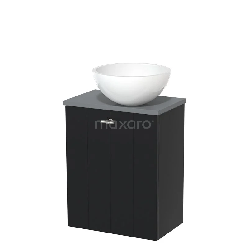 Toiletmeubel Met Waskom Mineraalmarmer Modulo Mat Zwart Lamel 41 Cm Middengrijs Blad 2 Toiletmeubel Met Waskom Mineraalmarmer Modulo Mat Zwart Lamel 41 Cm Middengrijs Blad - Afbeelding 2