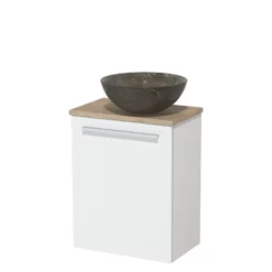 Toiletmeubel Met Waskom Natuursteen Modulo Mat Wit Vlak 41 Cm Lichtbruin Eiken Blad -Badkamer Verkoopwinkel toiletmeubel met waskom natuursteen modulo mat wit vlak 41 cm lichtbruin eiken blad tmk10 02796 1