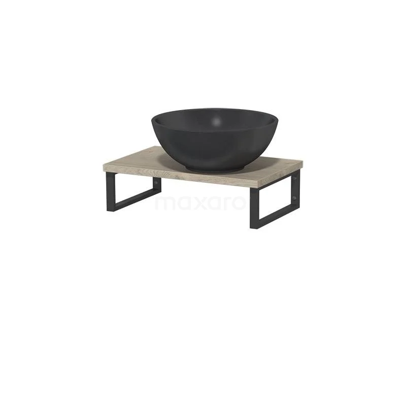 Toiletmeubel Met Waskom Quartz Modulo Lichtgrijs Eiken 41 Cm RVS Wandbeugels Zwart 2 Toiletmeubel Met Waskom Quartz Modulo Lichtgrijs Eiken 41 Cm RVS Wandbeugels Zwart - Afbeelding 2